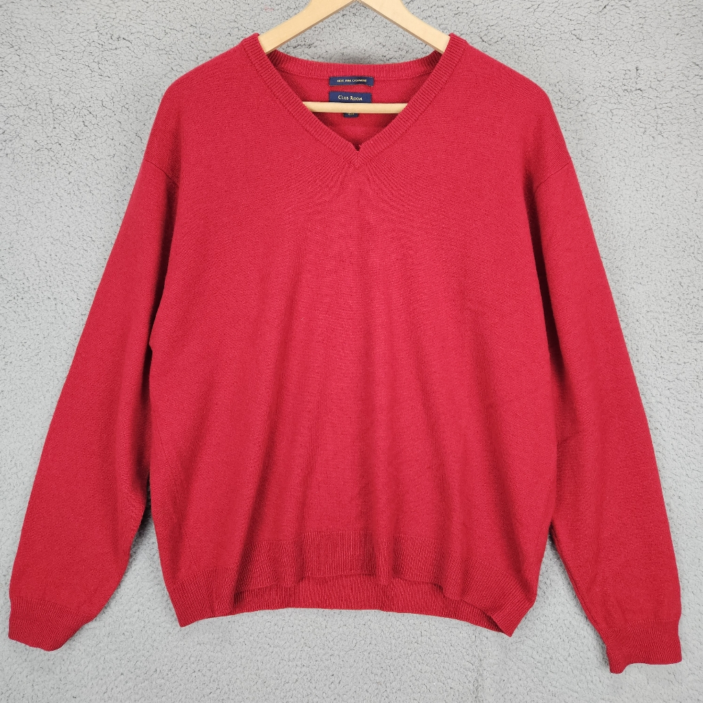 Chaps Red V-Neck Sweater With Long Sleeves